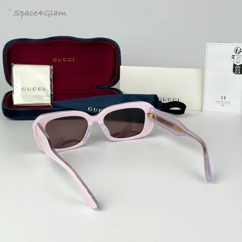 BRAND NEW Gucci GG1531SK 003 Pink Brown Unisex Rectangle Sunglasses
